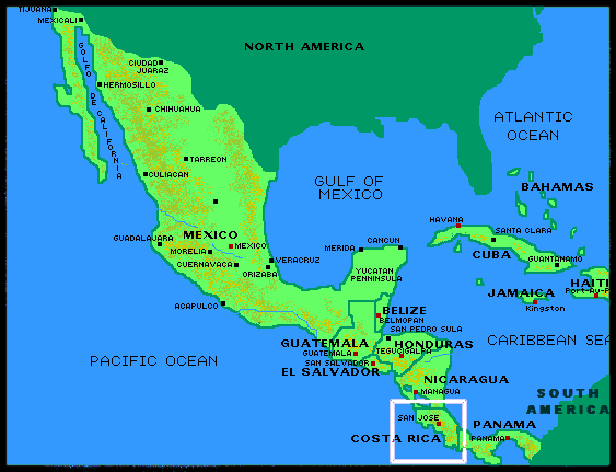 Costa Rica Map North America